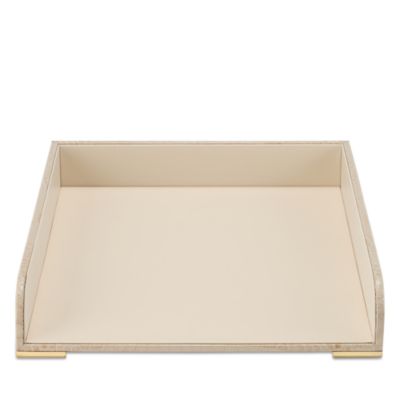 Classic Croc Embossed Leather Paper Tray in Fawn