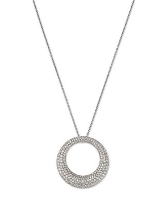 Roberto Coin - 18K White Gold Scalare Diamond Circle Pendant Necklace, 16"-18"