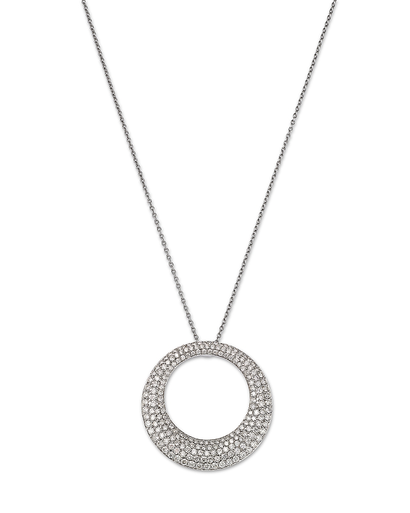 Roberto Coin 18k White Gold Scalare Diamond Circle Pendant Necklace, 16-18 In White
