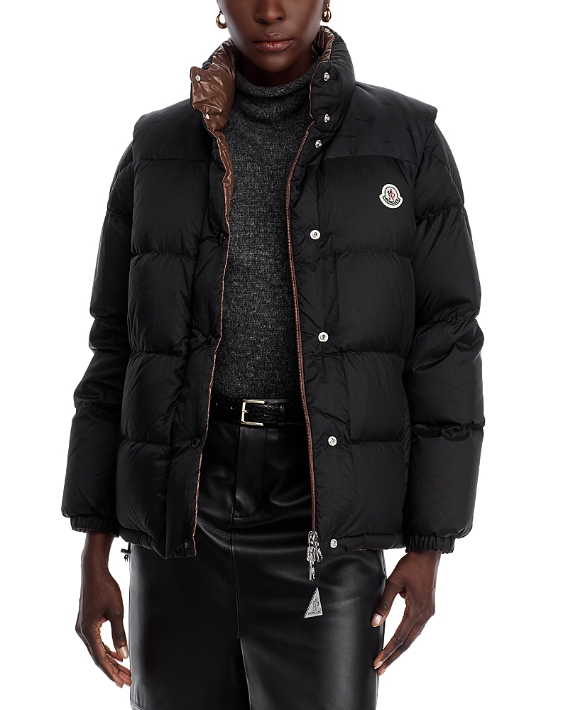 Moncler Reversible Convertible Canvas-trimmed Quilted Shell Down Jacket In Black