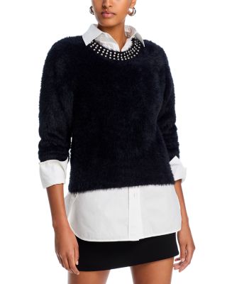 AQUA - Rhinestone Trim Crewneck Sweater – Exclusive