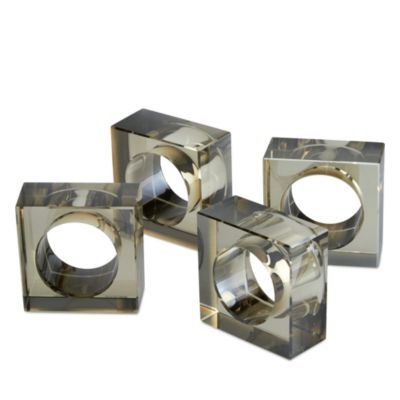 Smoke Color Crystal Napkin Holders, Set of 4