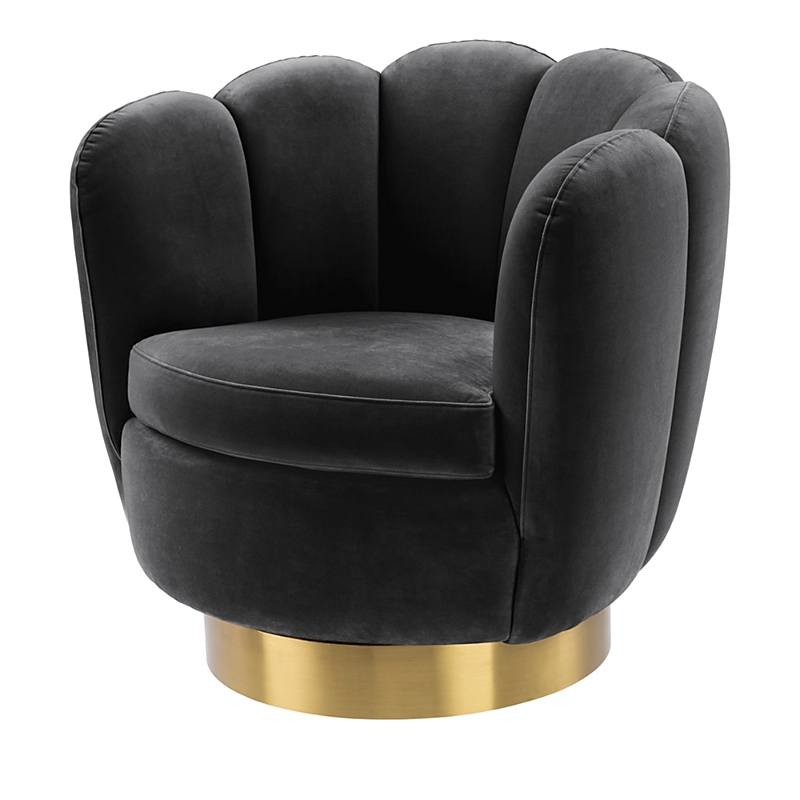 Eichholtz Mirage Swivel Chair In Savona Dark Grey Velvet