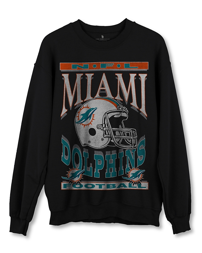Junk Food Clothing Nfl Unisex Miami Dolphins Helmet Flea Market Crew Fleece Sweatshirt In Miami Dolphins
