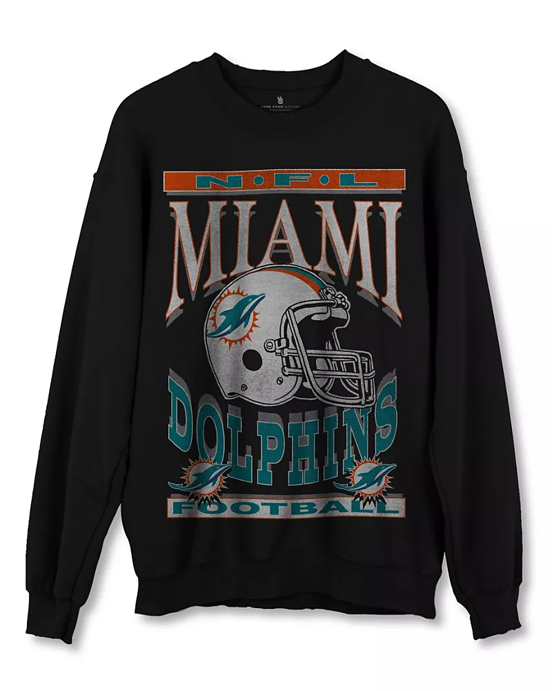 Junk Food Clothing Nfl Unisex Miami Dolphins Helmet Flea Market Crew Fleece Sweatshirt