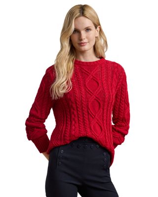 Ralph Lauren - Aran Knit Cotton Blend Crewneck Sweater