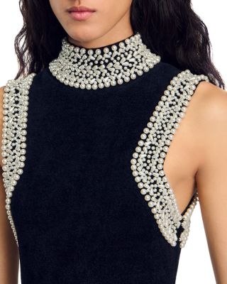 Sandro Lucky Embellished Velvet Knit Dress | Bloomingdale's Women