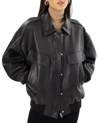 Trevanna Leather Bomber Jacket