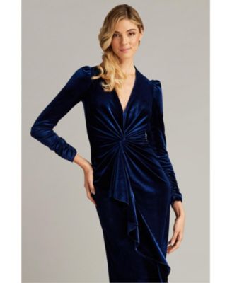 【Tadashi Shoji】Bevan Velvet Waterfall Drape Gown Bevan Velvet Waterfall Drape Gown | Tadashi Shoji