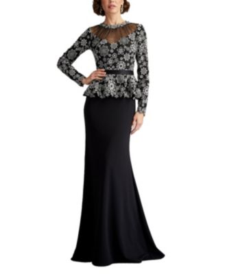 Tadashi Shoji - Lata Embroidered Belted Peplum Gown