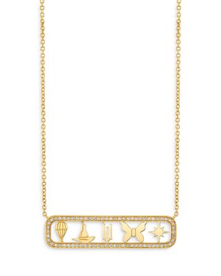 Sydney Evan - 14K Yellow Gold Wicked Diamond Open Icon Pendant Necklace, 18"