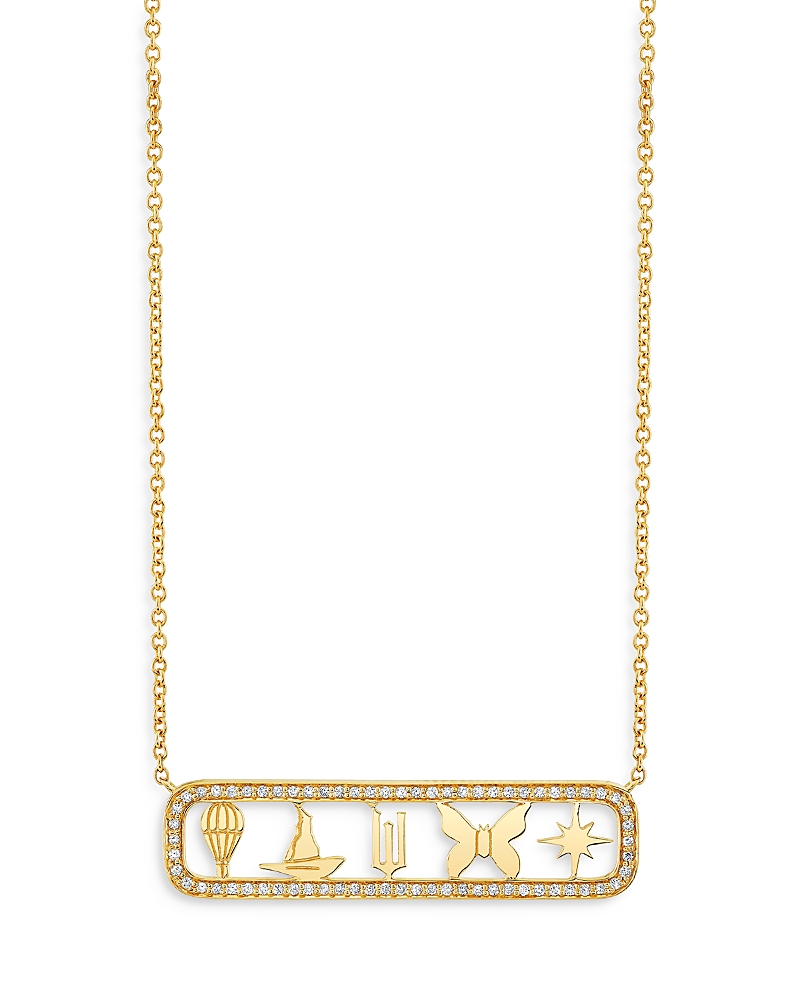 Sydney Evan Wicked x Sydney Evan 14K Yellow Gold Diamond Open Icon Pendant Necklace, 18