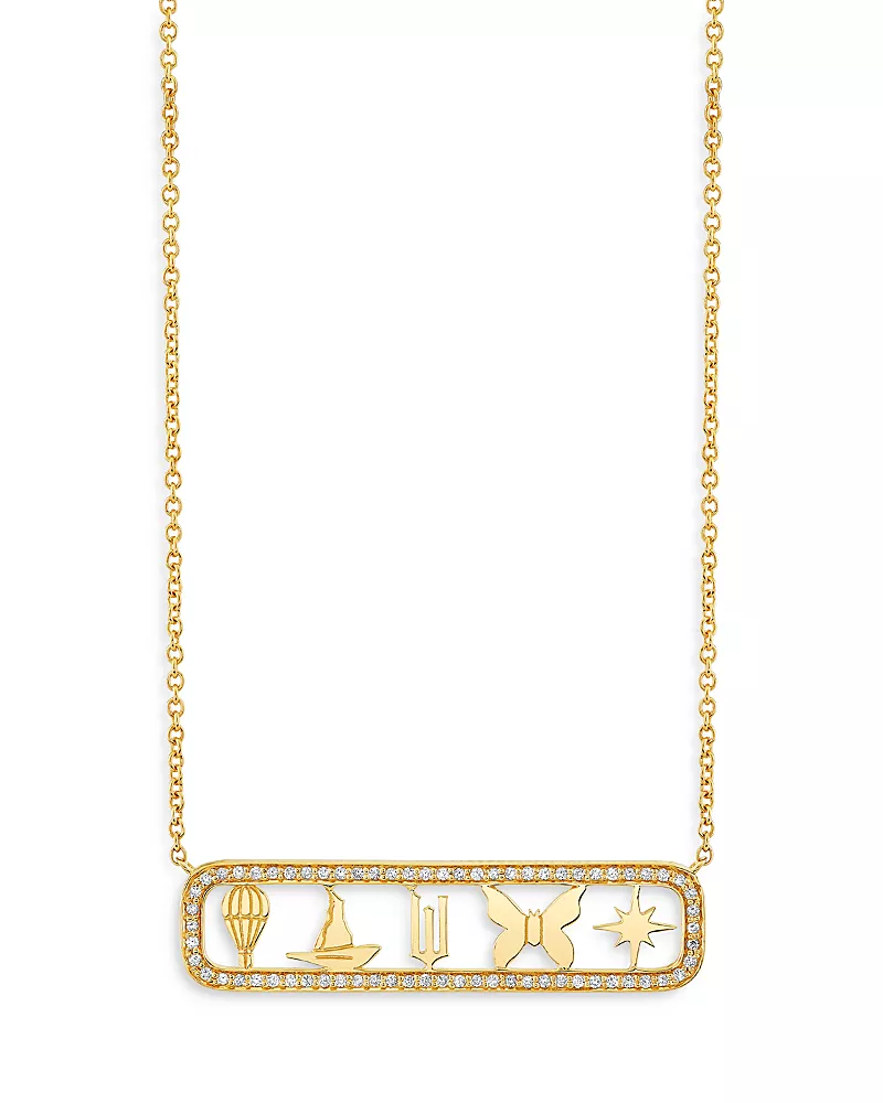 Sydney Evan Wicked x Sydney Evan 14K Yellow Gold Diamond Open Icon Pendant Necklace, 18
