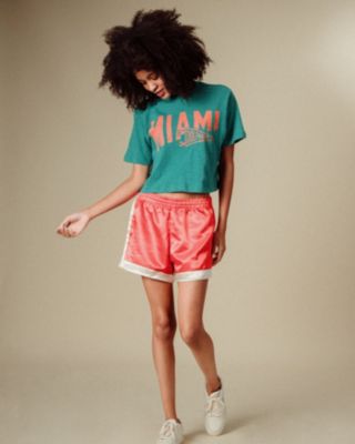  Women's NFL Miami Dolphins Dual Threat Mock Neck Crop Tee