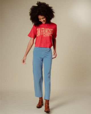  Women's NFL San Francisco 49ers Dual Threat Mock Neck Crop Tee