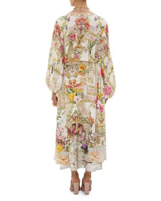 Silk Blouson Sleeve Layer Swim Cover Up in Egyptian Rose