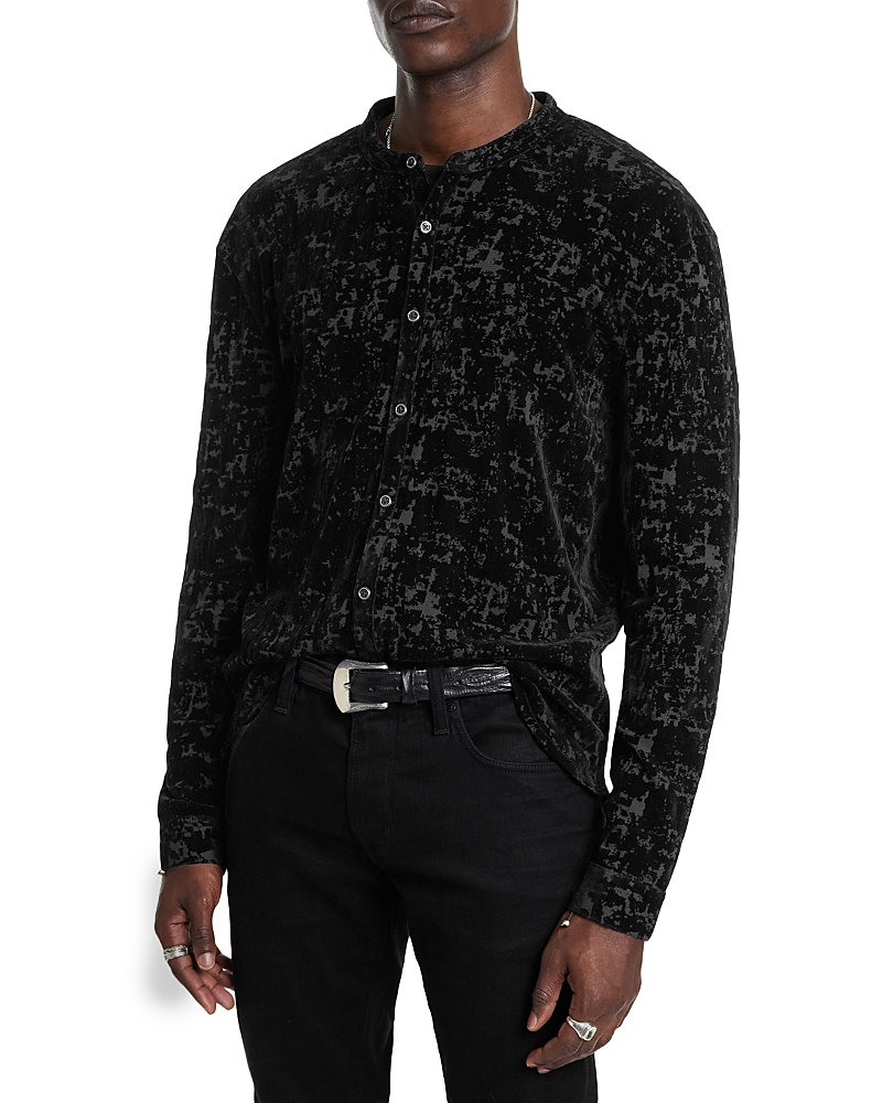 John Varvatos Valencia Regular Fit Velour Burnout Shirt In Black