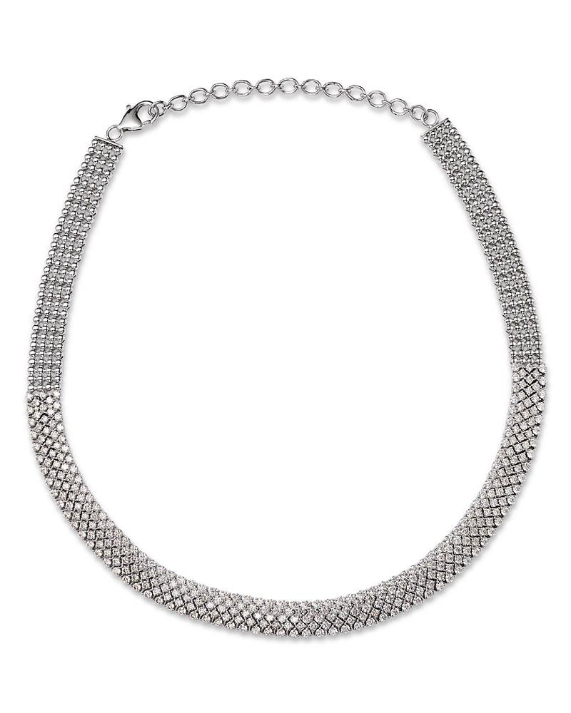 Bloomingdale's Fine Collection 14K White Gold Diamond Pave Tennis Necklace, 10.0 tcw