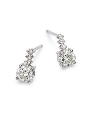 14K White Gold Diamond Drop Earrings, 1.0 tcw