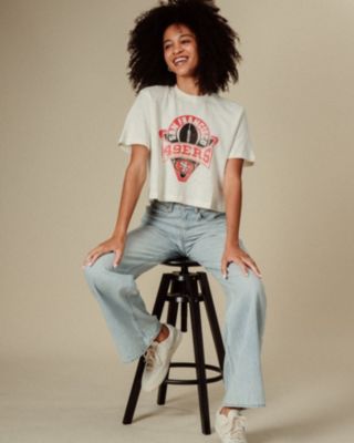  Women's NFL San Francisco 49ers Mock Neck Crop Tee