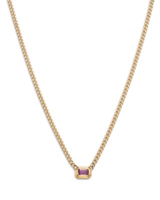 Zoë Chicco - 14K Yellow Gold Pink Sapphire Pendant Necklace, 14-16"