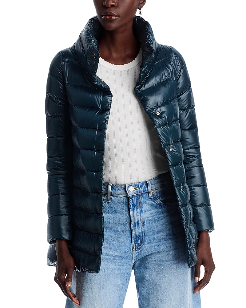 Herno Amelia Stand Collar Down Coat In Jade