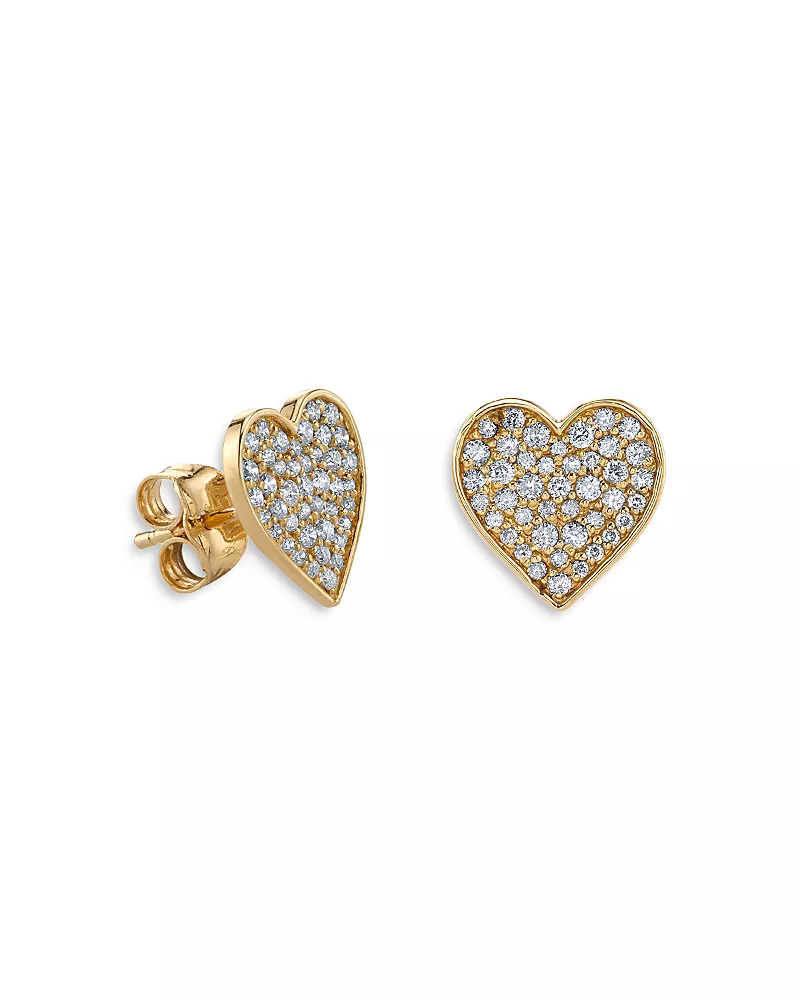 Sydney Evan 14K Yellow Gold Diamond Heart Mini Stud Earrings