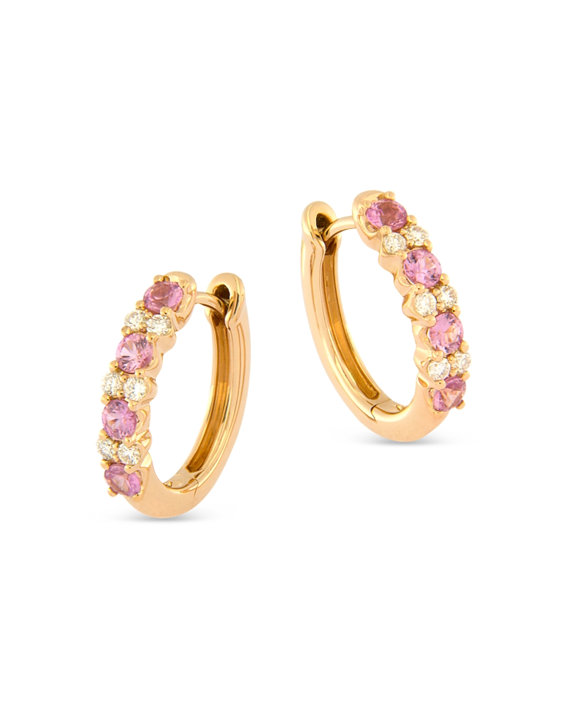 Bloomingdale's Pink Sapphire & Diamond Hoop Earrings in 14K Pink Gold