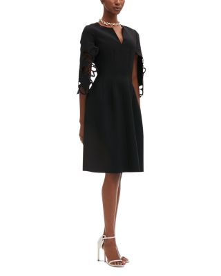 Lace Embroidered Split Neck Dress