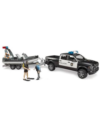 1/16 RAM Police Pickup Truck with Trailer & Boat 5-7 - Ages 5-7