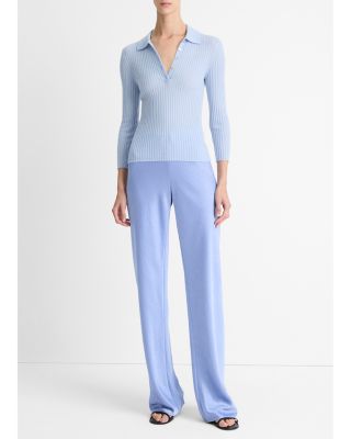 Cashmere and Mulberry Silk Polo Top