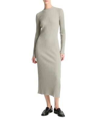 Vince - Rib Long Sleeved High Crewneck Dress