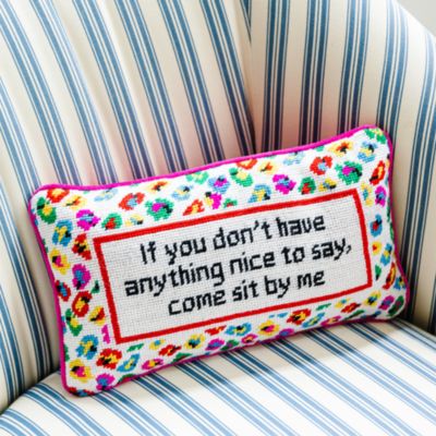 Come Sit By Me Needlepoint Pillow, 15&amp;quot; x 9&amp;quot;