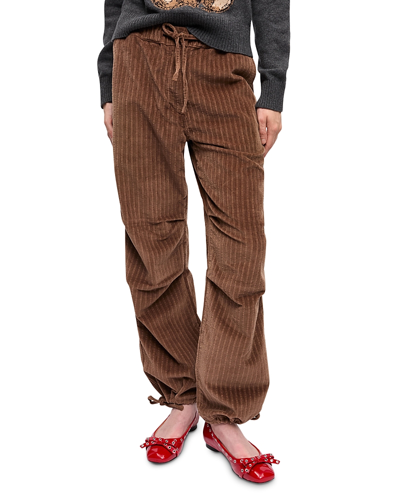 Ganni Stretch Corduroy Pants In Rain Drum