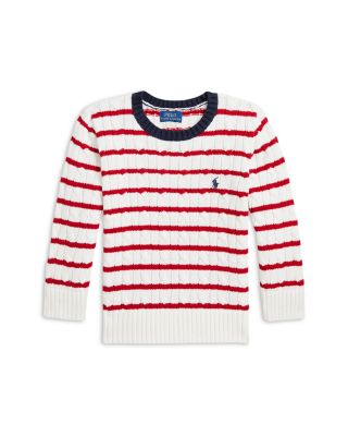 Ralph Lauren - Boys' Striped Cable Knit Cotton Sweater - Little Kid, Big Kid