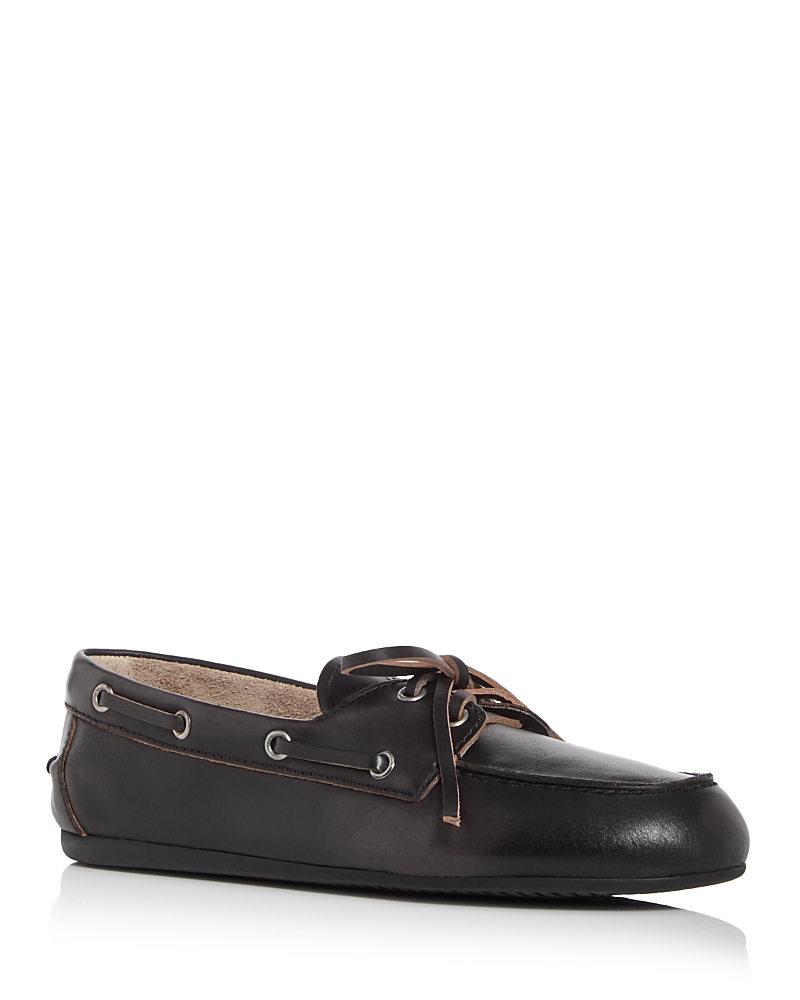 Miu Miu Women Unlined Boat Loafers In Decolored Leather In Black