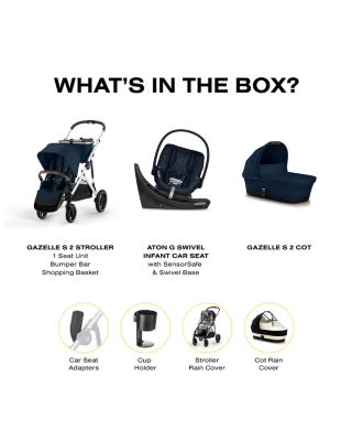 Gazelle S 2 Single to Double + Aton G Swivel Travel System with Gazelle S Cot