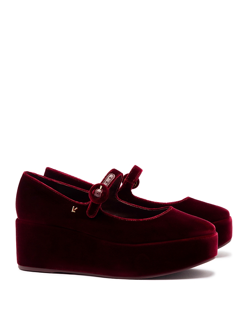 Larroude Women's Blair Flatform Pumps In Dark Red