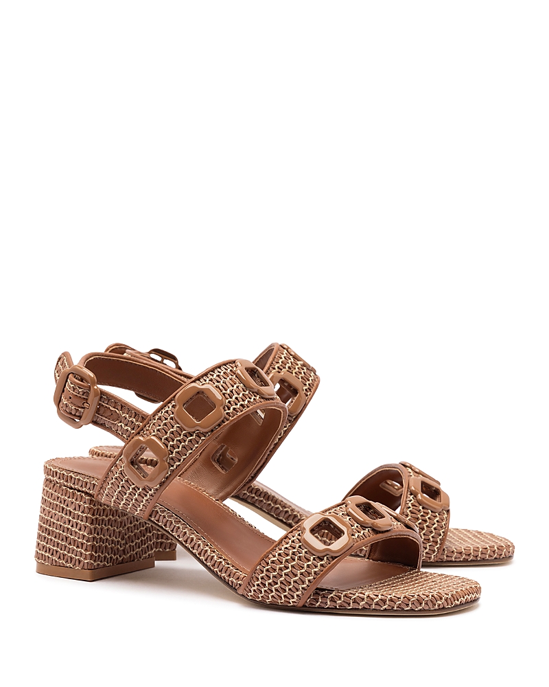 Larroude Milan Raffia Slingback Sandals In Brown