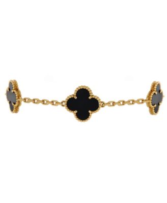Pre-Owned Van Cleef & Arpels Vintage Alhambra 5 Motifs Bracelet 18K Gold and Onyx