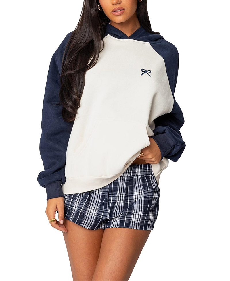 EDIKTED RAGLAN BOW OVERSIZED HOODIE