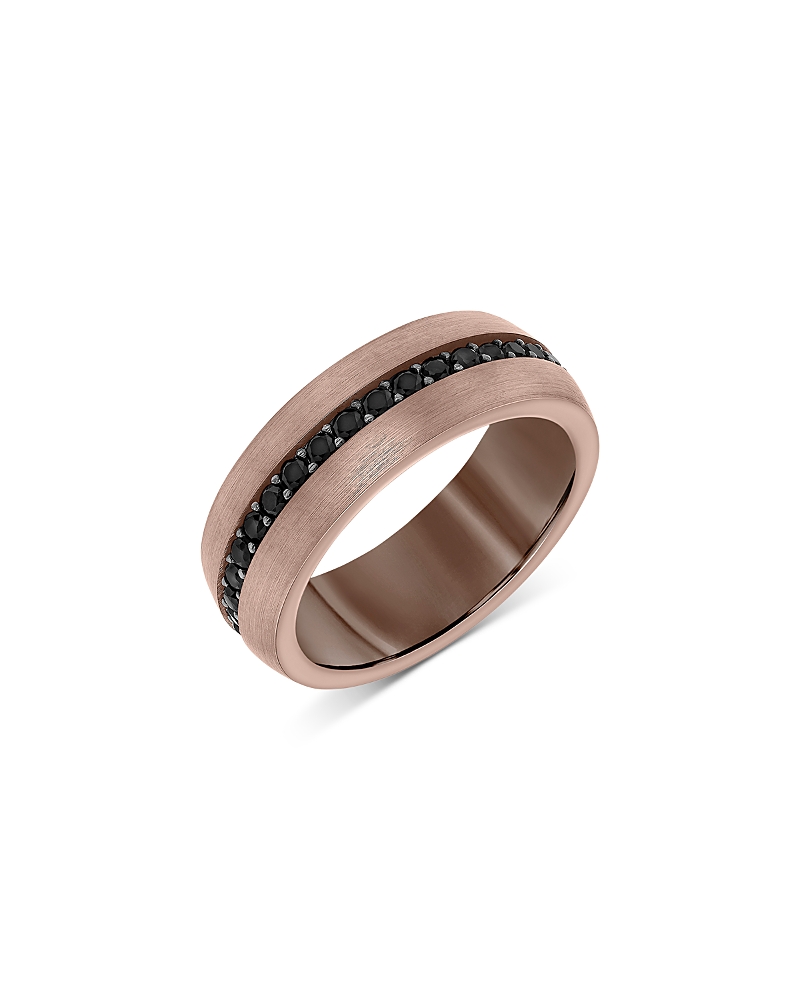 Bloomingdale's Fine Collection Men's Black Sapphire Eternity Band In Brown Tungsten In Brown/black