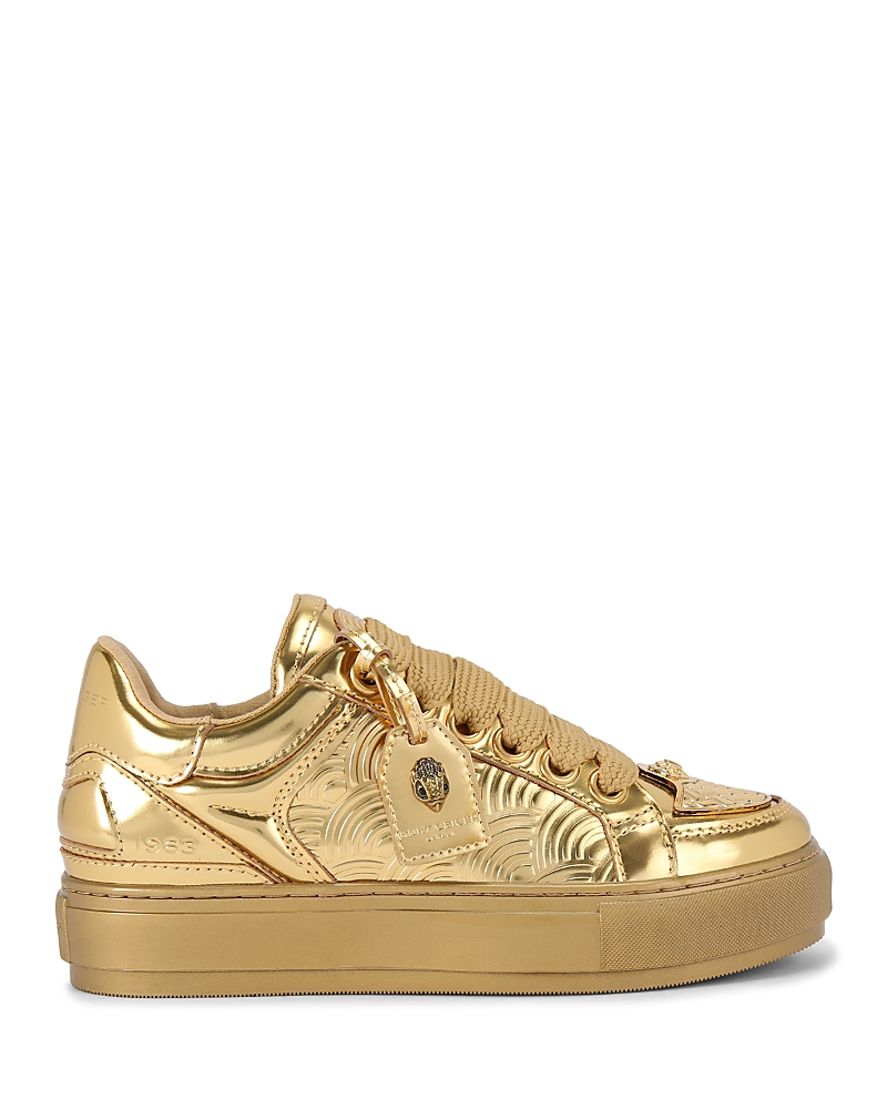 Kurt Geiger Leather Southbank Tag Sneakers In Gold