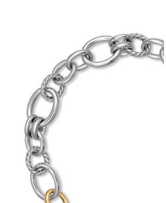 DY Mercer Chain Necklace in Sterling Silver with 18K Yellow Gold and Diamonds, 25mm