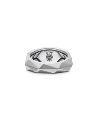 Men's Sterling Silver Faceted Diamond Pav&eacute; Ring