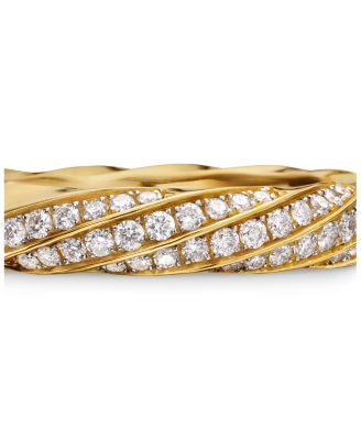 Cable Edge Band Ring in Recycled 18K Yellow Gold with Pav&eacute; Diamonds