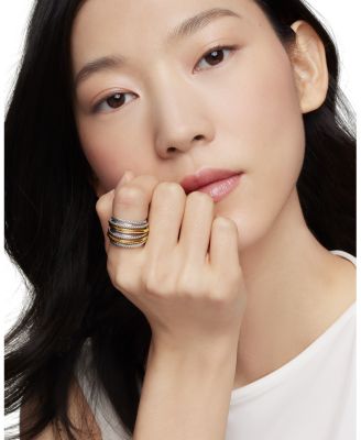 Sterling Silver & 18K Yellow Gold Crossover Wide Ring, 6