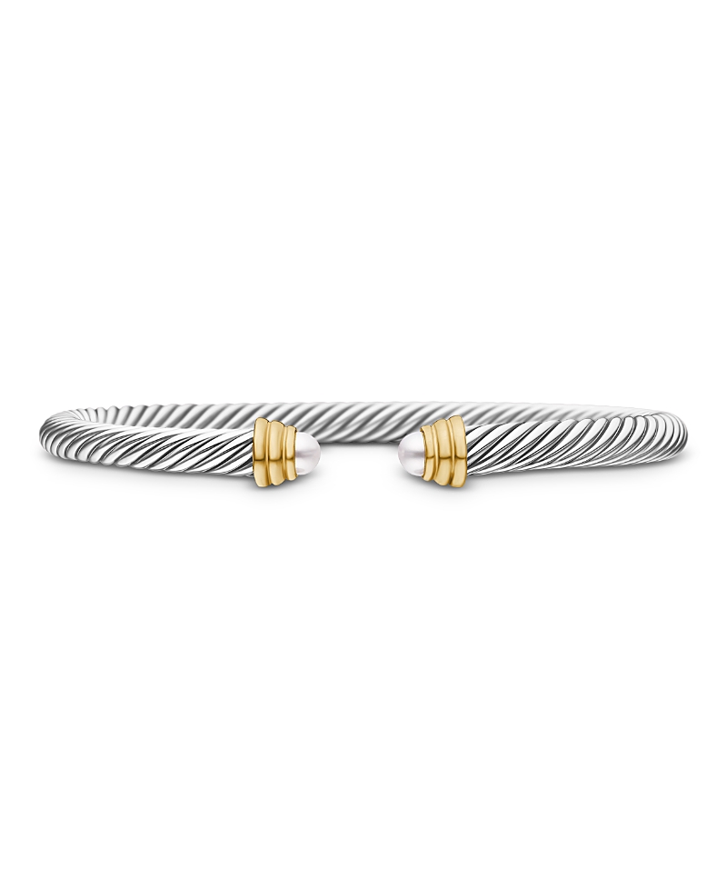 David Yurman Cable Classics Bracelet with Cultured Freshwater Pearls and 14K Gold, 5mm