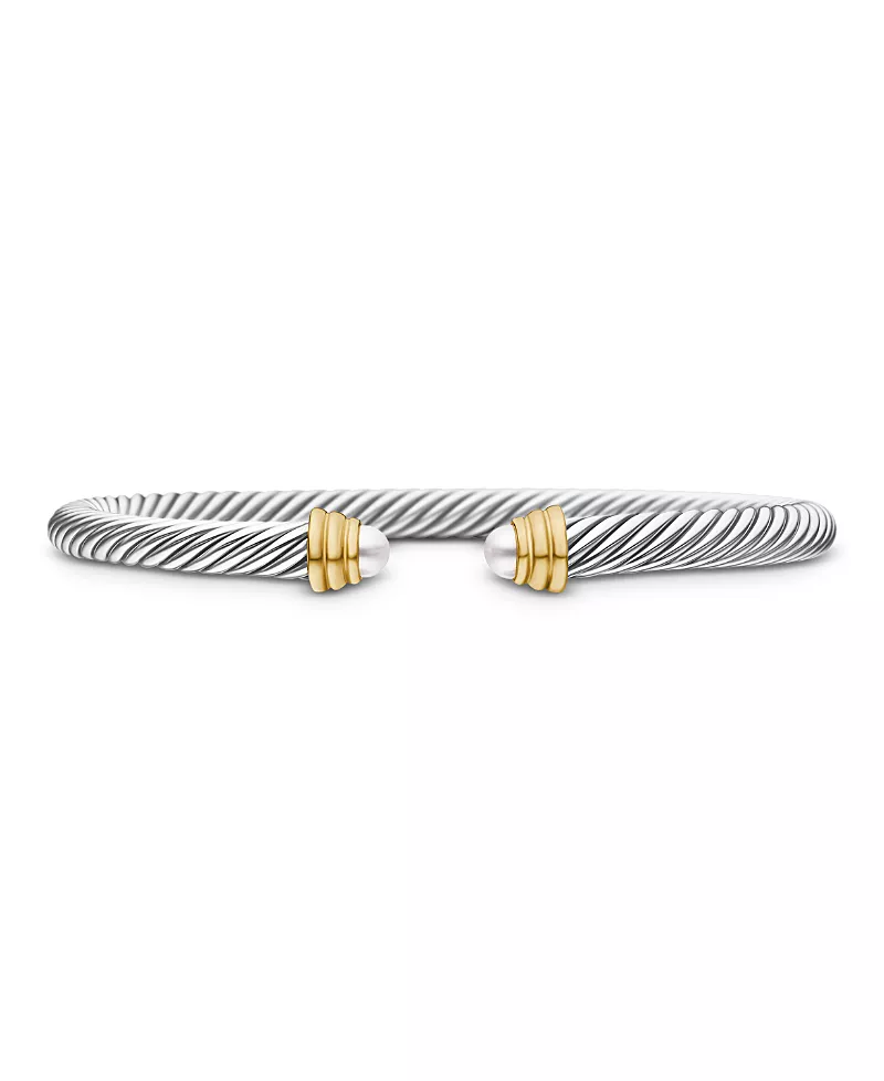 David Yurman Cable Classics Bracelet with Cultured Freshwater Pearls and 14K Gold, 5mm