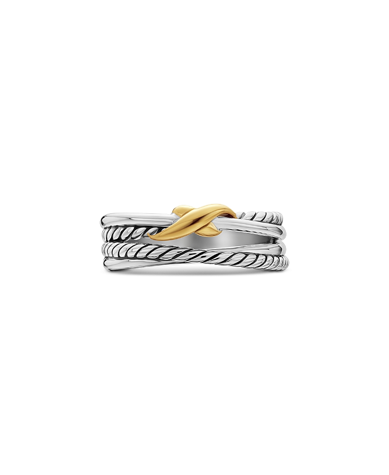 X Crossover Band Ring in Sterling Silver with 18K Yellow Gold, 6mm